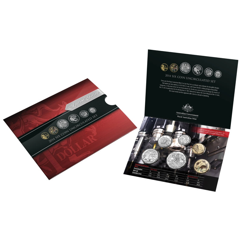 2014 Mint Set - Coloured $1 - card and coins | 2014 Mint Set - Coloured $1 reverse