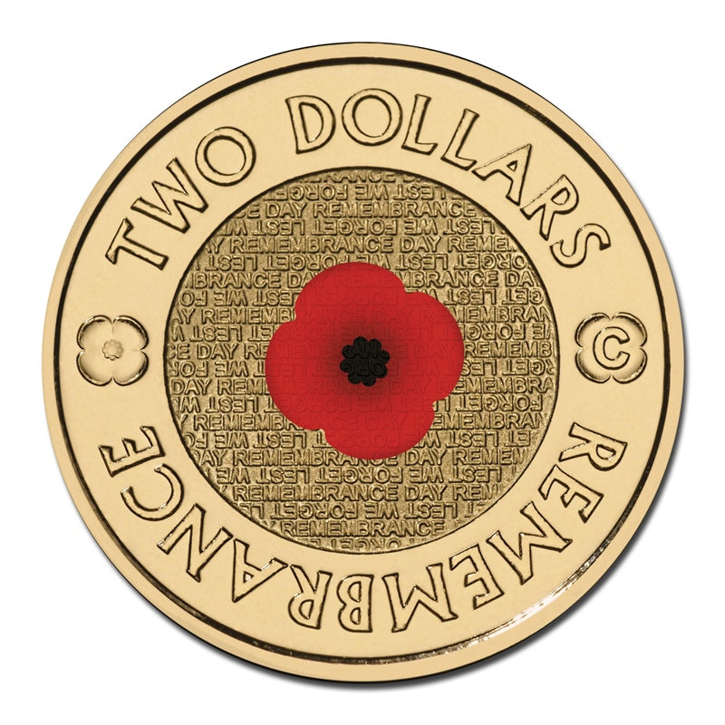$2 2012 Remembrance Day 'C' Mintmark Coloured UNC