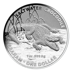 $1 2014 Saltwater Crocodile - Graham 1oz 99.9% Silver UNC