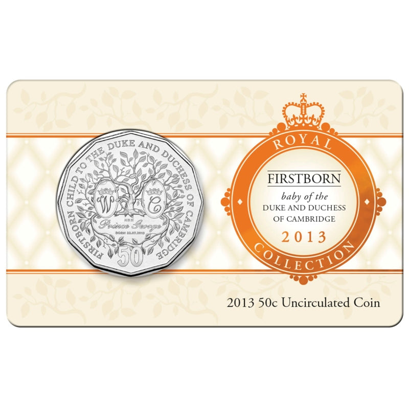 50c 2013 Prince George Carded UNC | 50c 2013 Prince George Carded UNC Reverse