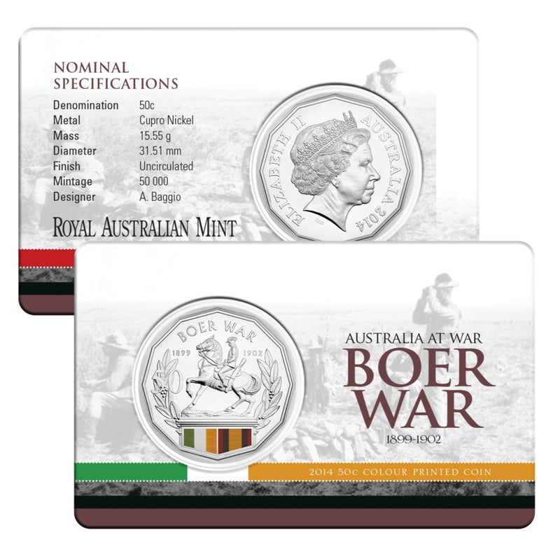 50c 2014 Australians at War - Boer War Carded UNC