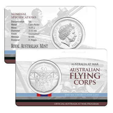 50c 2014 Australians at War - Australian Flying Corps Carded UNC