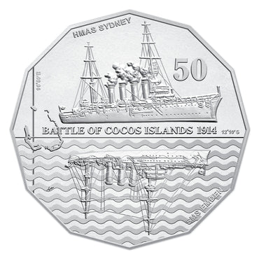 50c 2014 Australians at War - Battle of Cocos Carded UNC