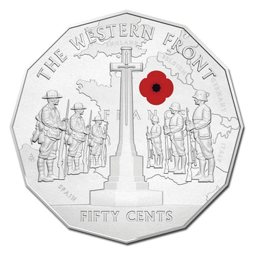 50c 2014 Australians at War - The Western Front Carded UNC