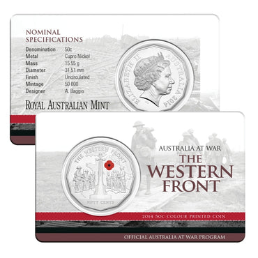 50c 2014 Australia at War - The Western Front Carded UNC