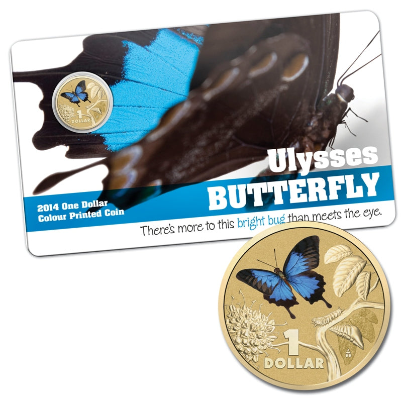 $1 2014 Bright Bugs - Ulysses Butterfly Al-Bronze UNC