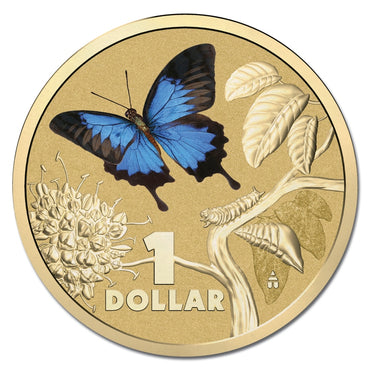 $1 2014 Bright Bugs - Ulysses Butterfly Al-Bronze UNC