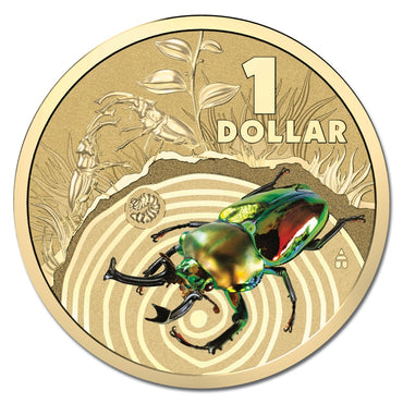 $1 2014 Bright Bugs - Stag Beetle Al-Bronze UNC