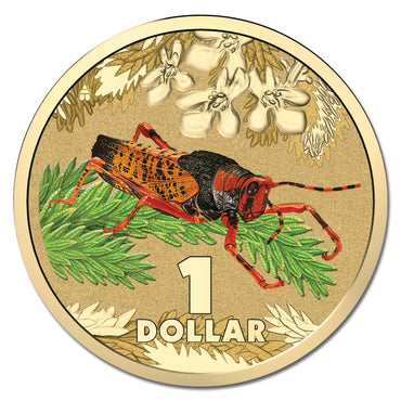 $1 2014 Bright Bugs - Leichhardt's Grasshopper Al-Bronze UNC