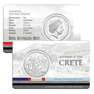 50c 2015 Australians at War - Crete Carded UNC