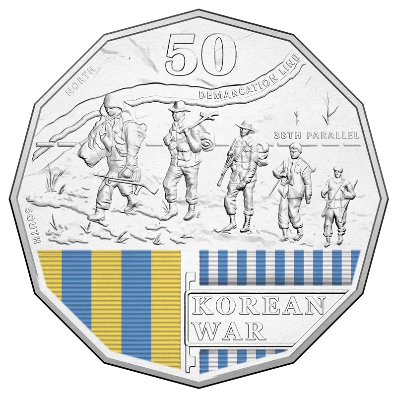 50c 2016 Australian's at War - Korean War reverse | 50c 2016 Australian's at War - Korean War