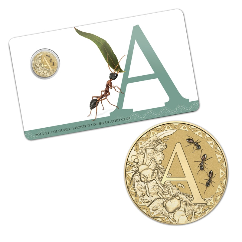 $1 2015 Coloured 'A' Alphabet Al-Bronze Coin