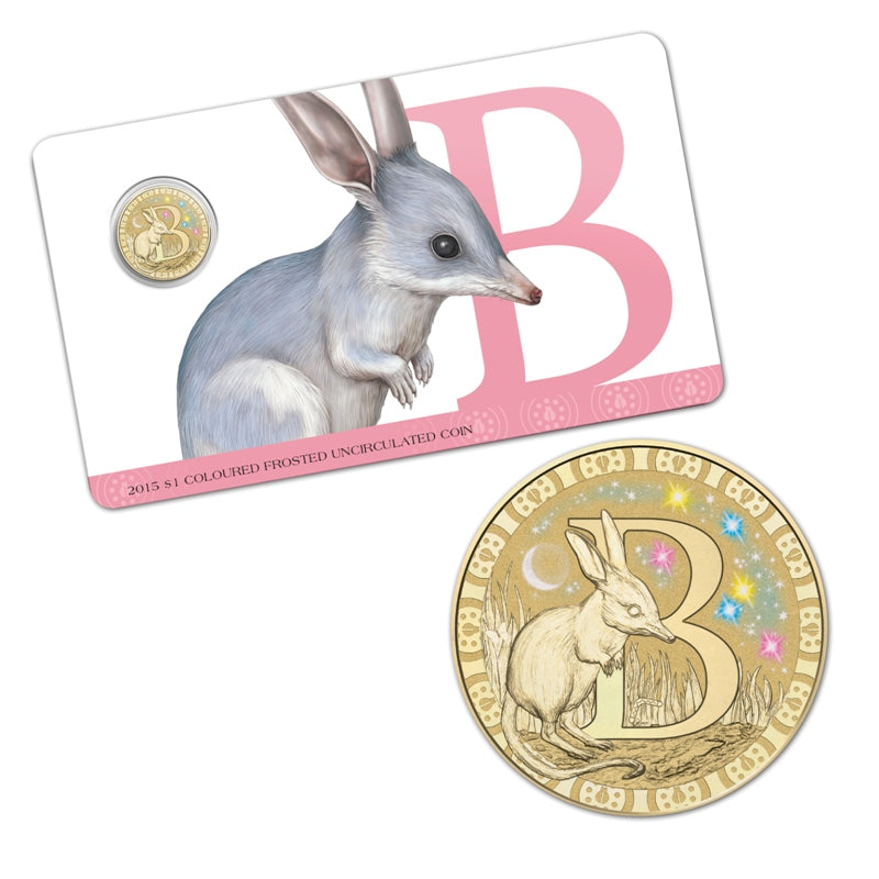 $1 2015 Coloured 'B' Alphabet Al-Bronze Coin
