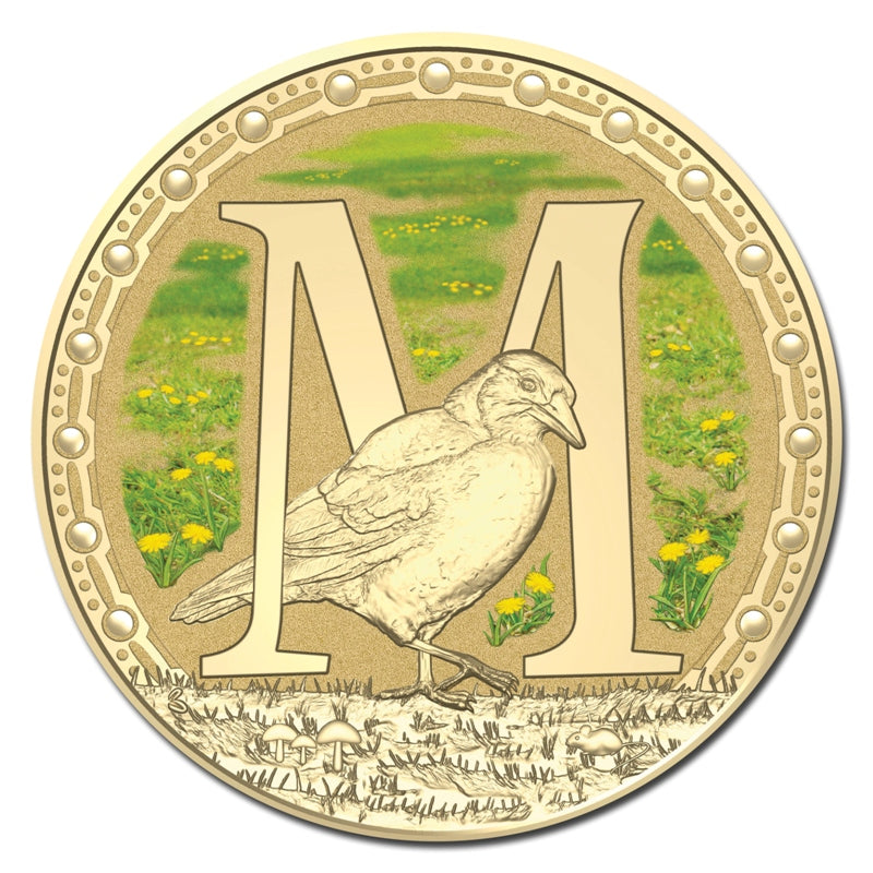 $1 2015 Coloured 'M' Alphabet Al-Bronze Coin