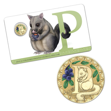 $1 2015 Coloured 'P' Alphabet Al-Bronze Coin