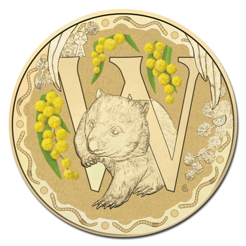 $1 2015 Coloured 'W' Alphabet Al-Bronze Coin