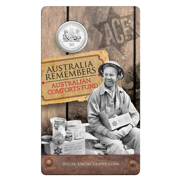 20c 2014 Australia Remembers - Comforts Fund Carded UNC | 20c 2014 Australia Remembers - Comforts Fund Carded UNC reverse