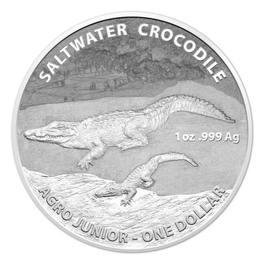 $1 2015 Saltwater Crocodile - Agro Jnr 1oz 99.9% Silver UNC