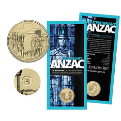 $1 2015 ANZAC Centenary Mintmark/Counterstamp UNC