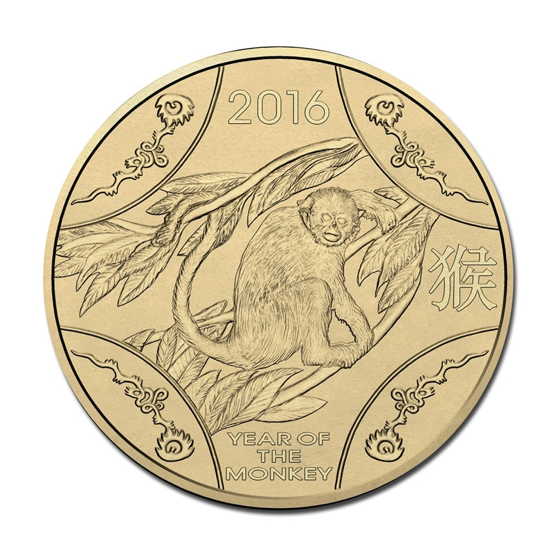 $1 2016 Year of the Monkey Al/Bronze UNC