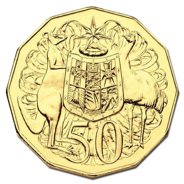 50c 2015 50th Ann. of the Royal Australian Mint Gold Plated 'Open Day' UNC