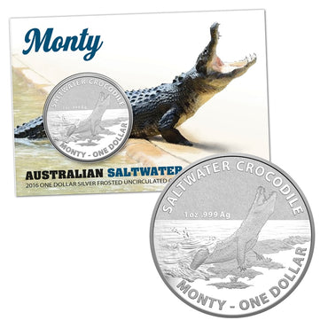 $1 2016 Saltwater Crocodile - Monty 1oz 99.9% Silver UNC