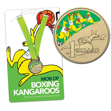 $1 2016 Olympic Mob of Boxing Kangaroos - Basketball | $1 2016 Olympic Mob of Boxing Kangaroos - Basketball reverse | $1 2016 Olympic Mob of Boxing Kangaroos - Basketball card | $1 2016 Olympic Mob of Boxing Kangaroos - obverse
