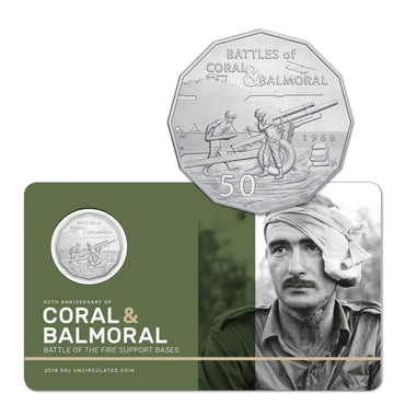 50c 2018 Battles of Coral & Balmoral UNC | 50c 2018 Battles of Coral & Balmoral UNC REVERSE