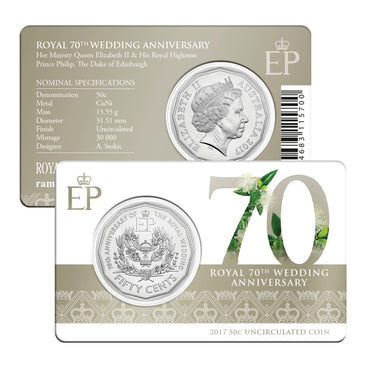 50c 2017 Royal 70th Anniversary Cupro-Nickel UNC | 50c 2017 Royal 70th Anniversary Cupro-Nickel UNC REVERSE