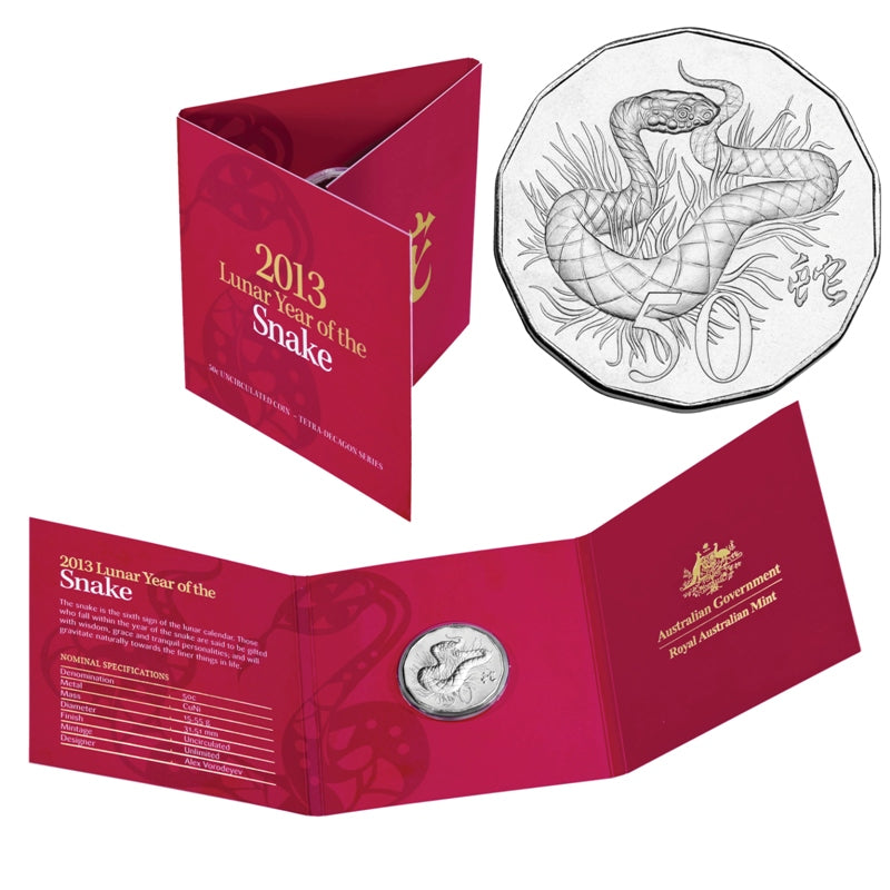 50c 2013 Year of the Snake Red Card UNC
