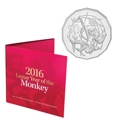 50c 2016 Year of the Monkey - card and reverse | 50c 2016 Year of the Monkey - reverse