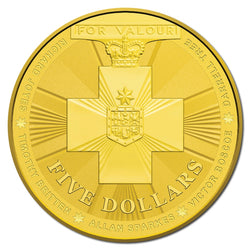 $5 2015 Australian Bravery Gold Plated Silver UNC