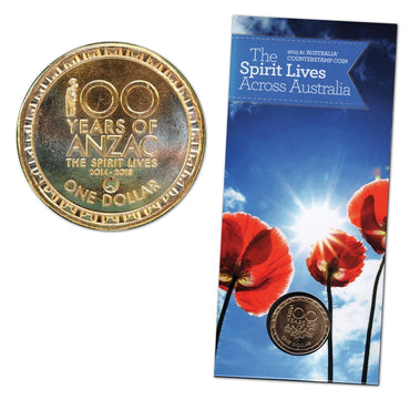 $1 2015 The Spirit Lives Across Australia Counterstamp UNC | $1 2015 The Spirit Lives Across Australia Counterstamp UNC reverse