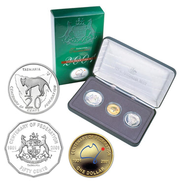 20c  50c & $1 Centenary of Federation TAS. Proof Trio