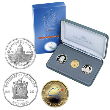 20c  50c & $1 Centenary of Federation VIC Proof Trio