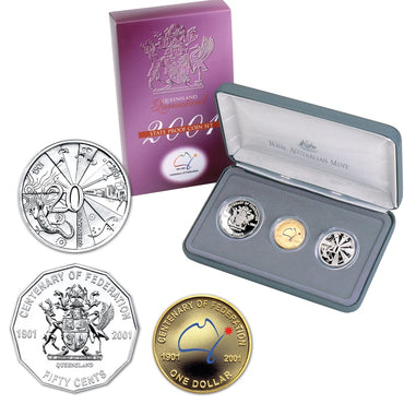 20c  50c & $1 Centenary of Federation QLD Proof Trio