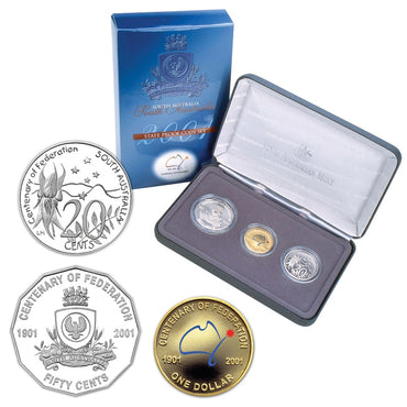 20c  50c & $1 Centenary of Federation SA Proof Trio