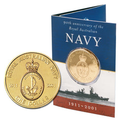 $1 2001 Navy 90th Al/Bronze UNC | $1 2001 Navy 90th Al/Bronze UNC reverse