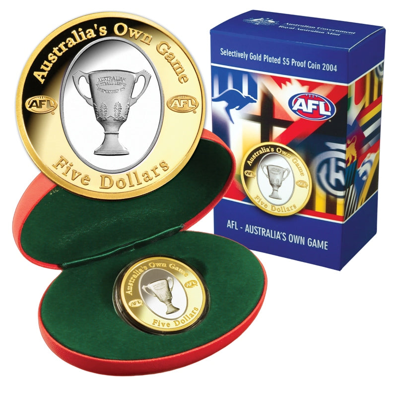 $5 2004 AFL Gold Plated Cupro-Nickel Proof
