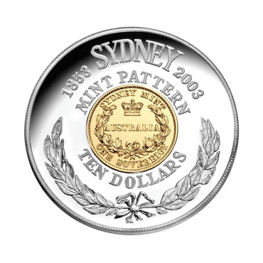 $10 2003 Sydney Mint Pattern Gold Plated Silver Proof