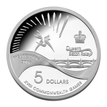 $5 2006 Commonwealth Games Queen's Baton Relay Silver Proof