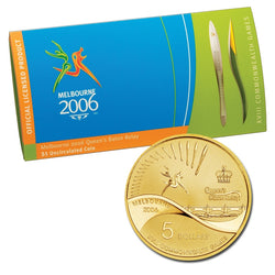 $5 2006 Commonwealth Games Queens Baton Al/Bronze UNC | $5 2006 Commonwealth Games Queens Baton Al/Bronze card | $5 2006 Commonwealth Games Queens Baton Al/Bronze reverse