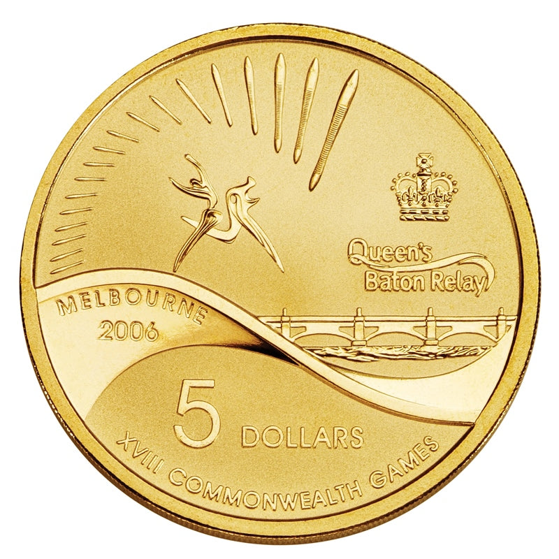 $5 2006 Commonwealth Games Queens Baton Al/Bronze UNC