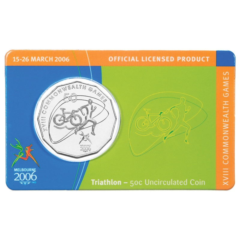 50c 2006 Commonwealth Games - Triathlon Carded UNC