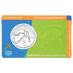 50c 2006 Commonwealth Games - Table Tennis Carded UNC