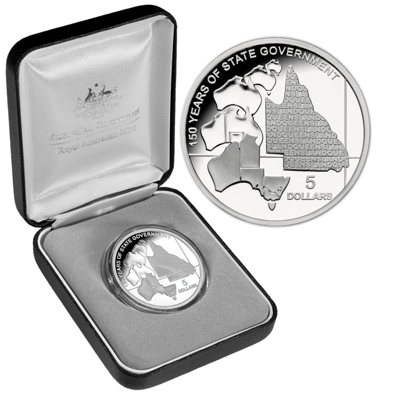 $5 2009 Queensland Government 150th Silver Proof