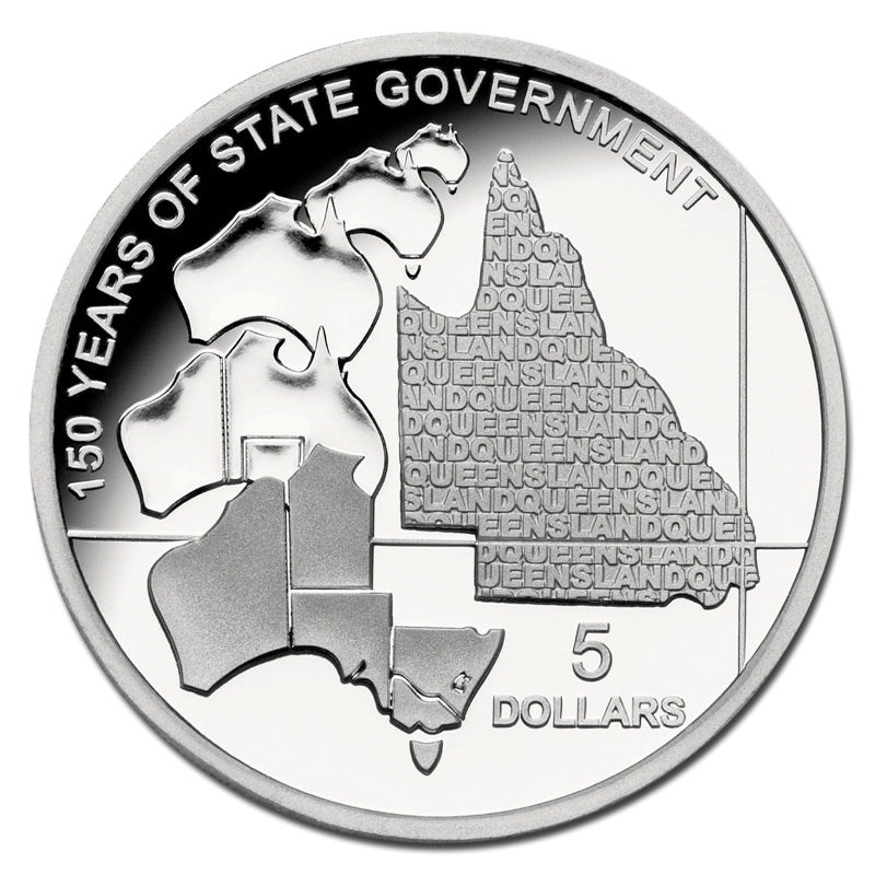 $5 2009 Queensland Government 150th Silver Proof