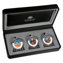$1 2009 Kangaroo's Coloured Australian Artists 3 Coin 1oz 99.9% Silver Set
