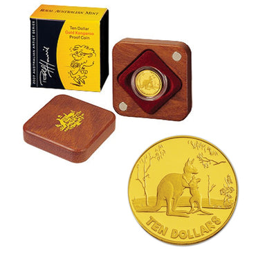 $10 2007 Rolf Harris Kangaroo 1/10oz Gold Proof