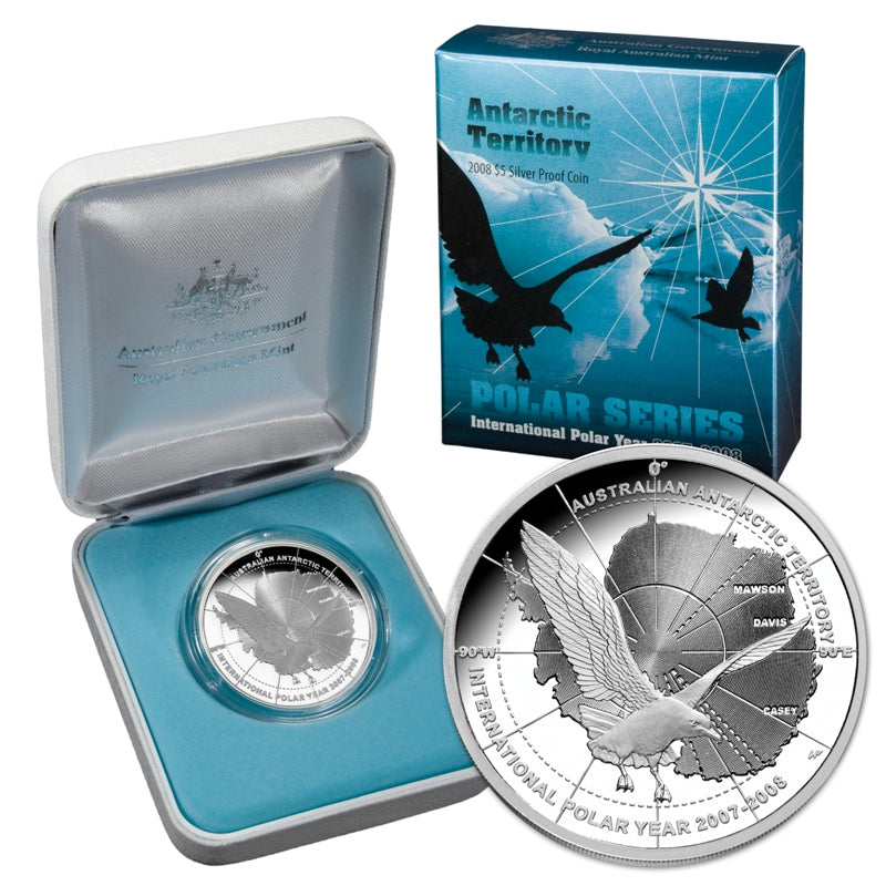 $5 2008 International Polar Year - Skua in Flight Silver Proof